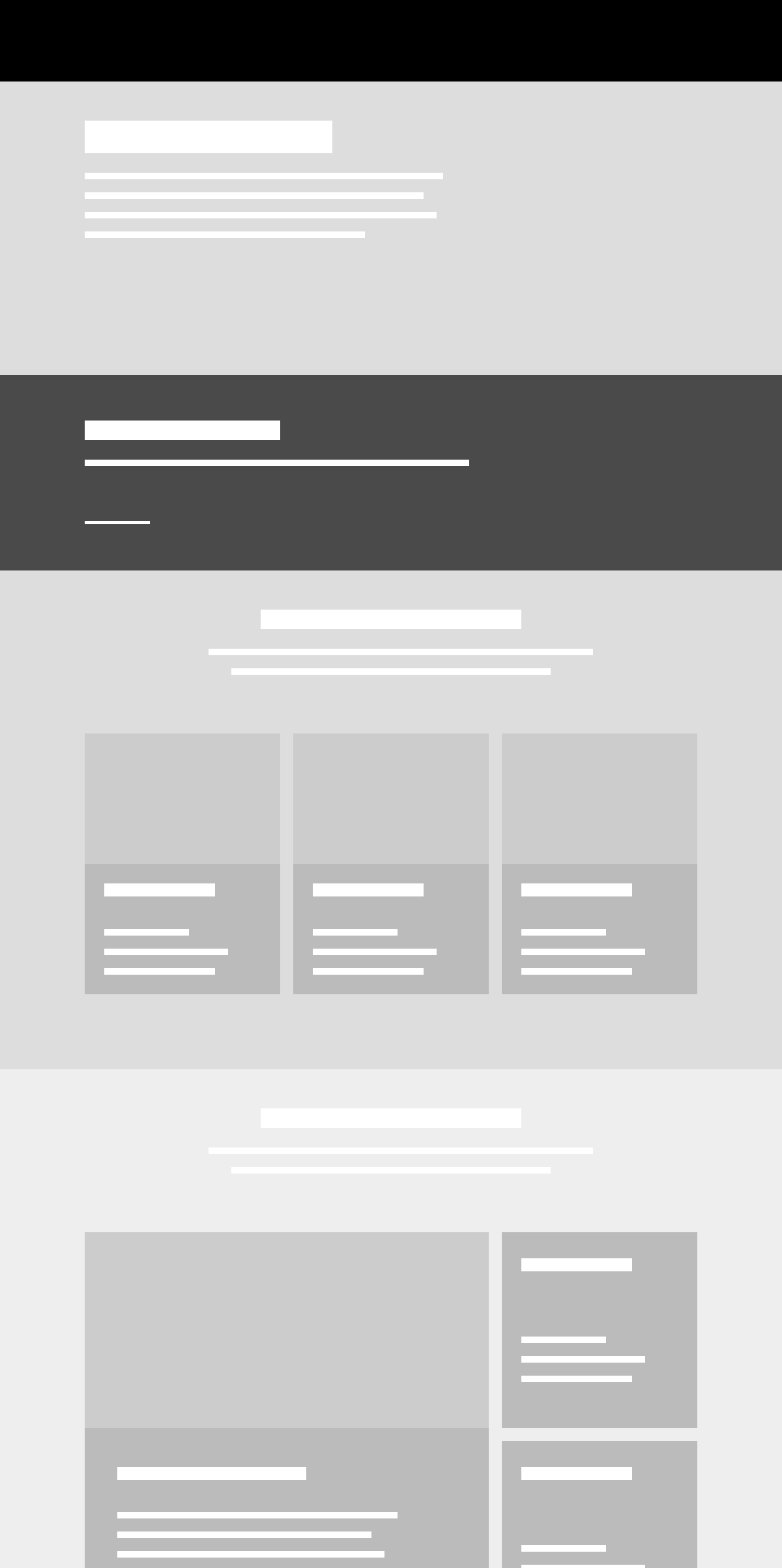 representation of a page archetype featuring a landing page